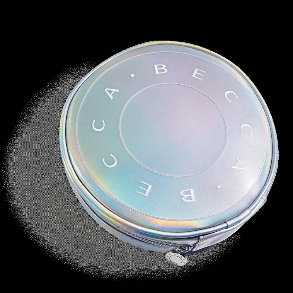 Becca Cosmetics matte holographic round makeup bag